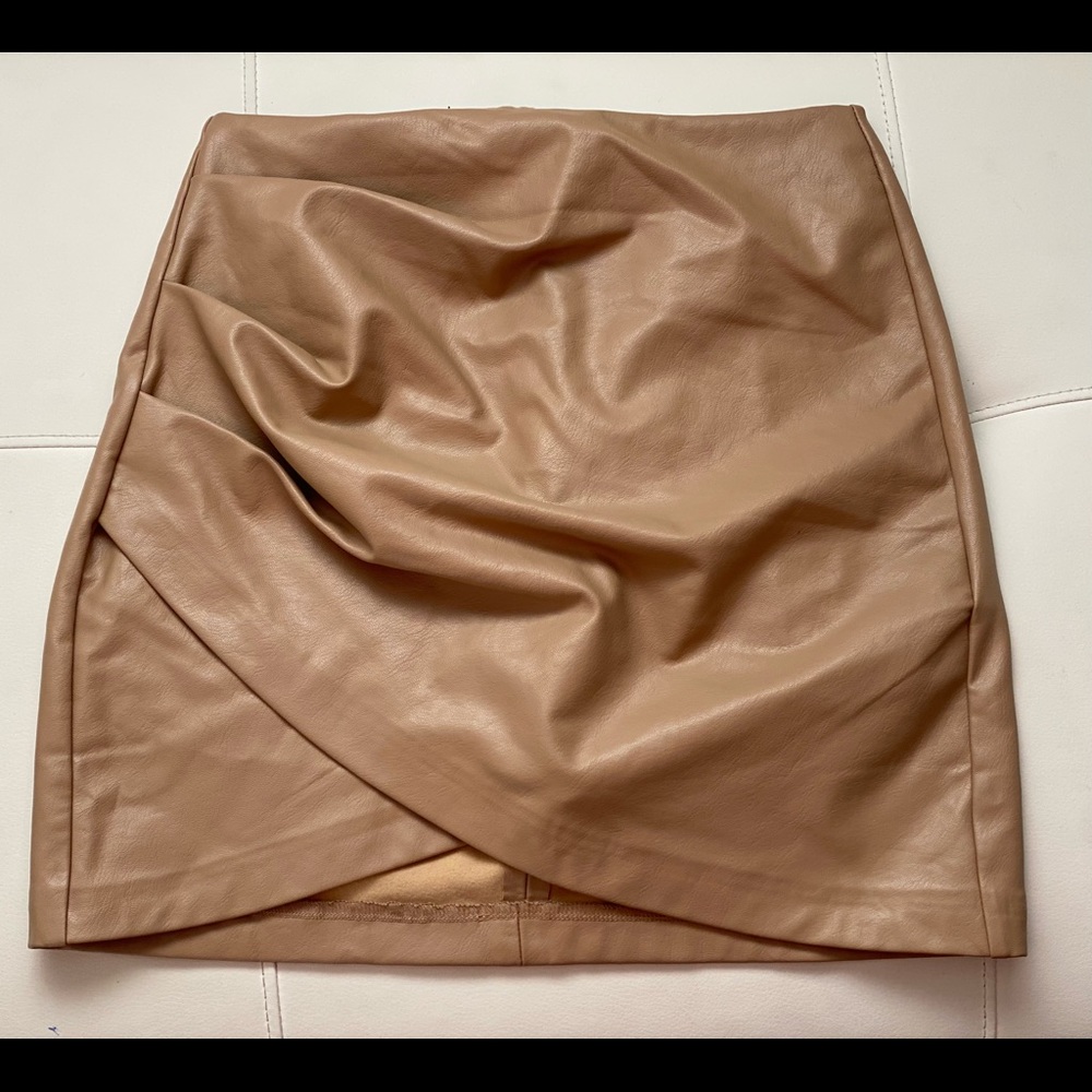 Leather tan skirt